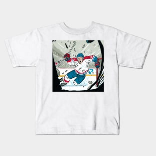 Super star hockey player scoring a goal Kids T-Shirt